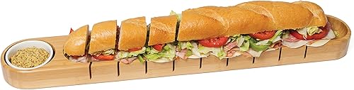 Miniatura 2 de Lipper International 8251 Tabla de pan francés de madera de bambú con cuenco de inmersión de cerámica, 25 5/8 x 4 x 1 1/2 pulgadas