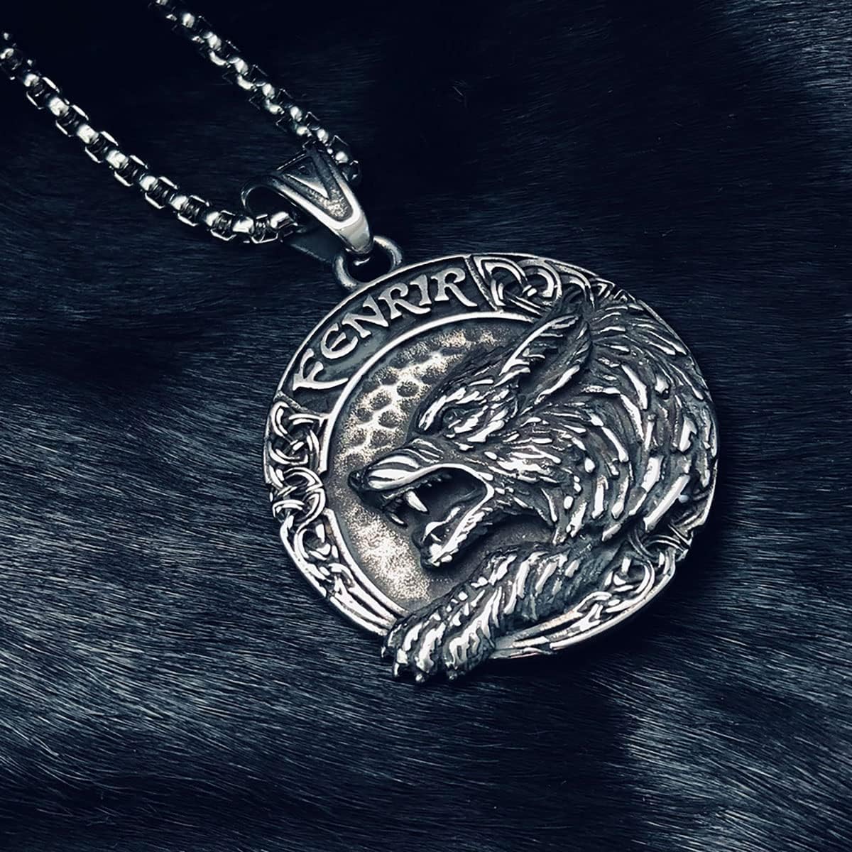 bahamut Mens Viking Fenrir Wolf Valknut Jormungandr Odin Raven Yggdrasill Pendant Necklace Stainless Steel, Norse Amulet Jewelry Gifts - Image 2