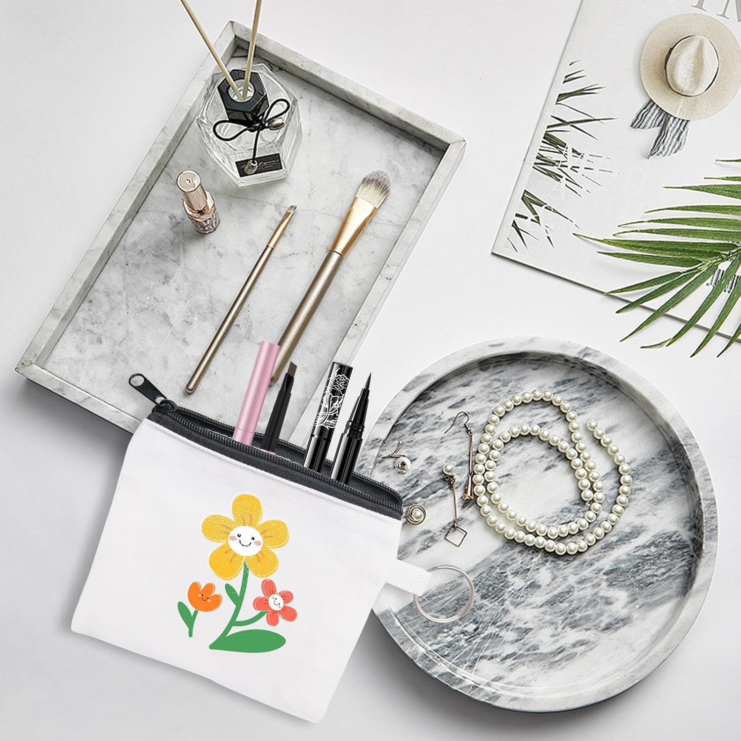 32 Pieces Sublimation Coin Purse Zipper Canvas Pencil Pouch Canvas Cosmetic Organizer Bag Pouch Portable Blank Cosmetic Pouch DIY Craft Bag for Organizing Women Travel Vacation Supplies(White) - Image 4