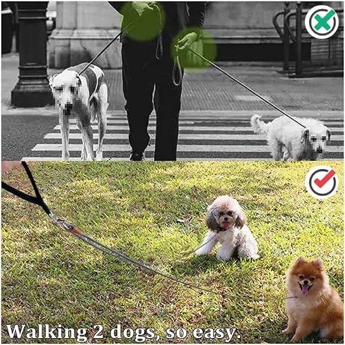 Jdidneid 8Ft Double Dog Leash, 2 Way Mulitiple Dog Leash Detachable No Tangle With Soft Padded Handle, 1/4" Rope Dual Dog Leash For 2 Dogs Outdoor Walking #TOP6