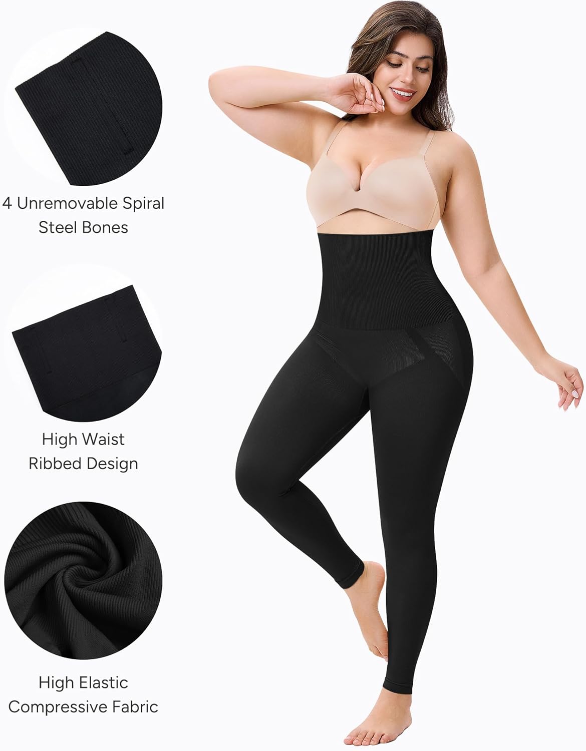 Nebility Tummy Control Shapewear for Women Butt Lifting Shapewear Thigh Slimmer High Waisted Body Shaper Girdles - Image 6