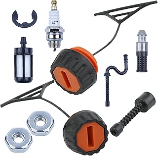 Atunee Oil Fuel Cap Line with Fuel Filter Spark Plug Nut Kit Fit for Stihl 021 034 038 025 026 028 020 020T 023 024 034S 036 048 Chainsaw with E-clip Replace 0000-350-0510 0000-350-0520