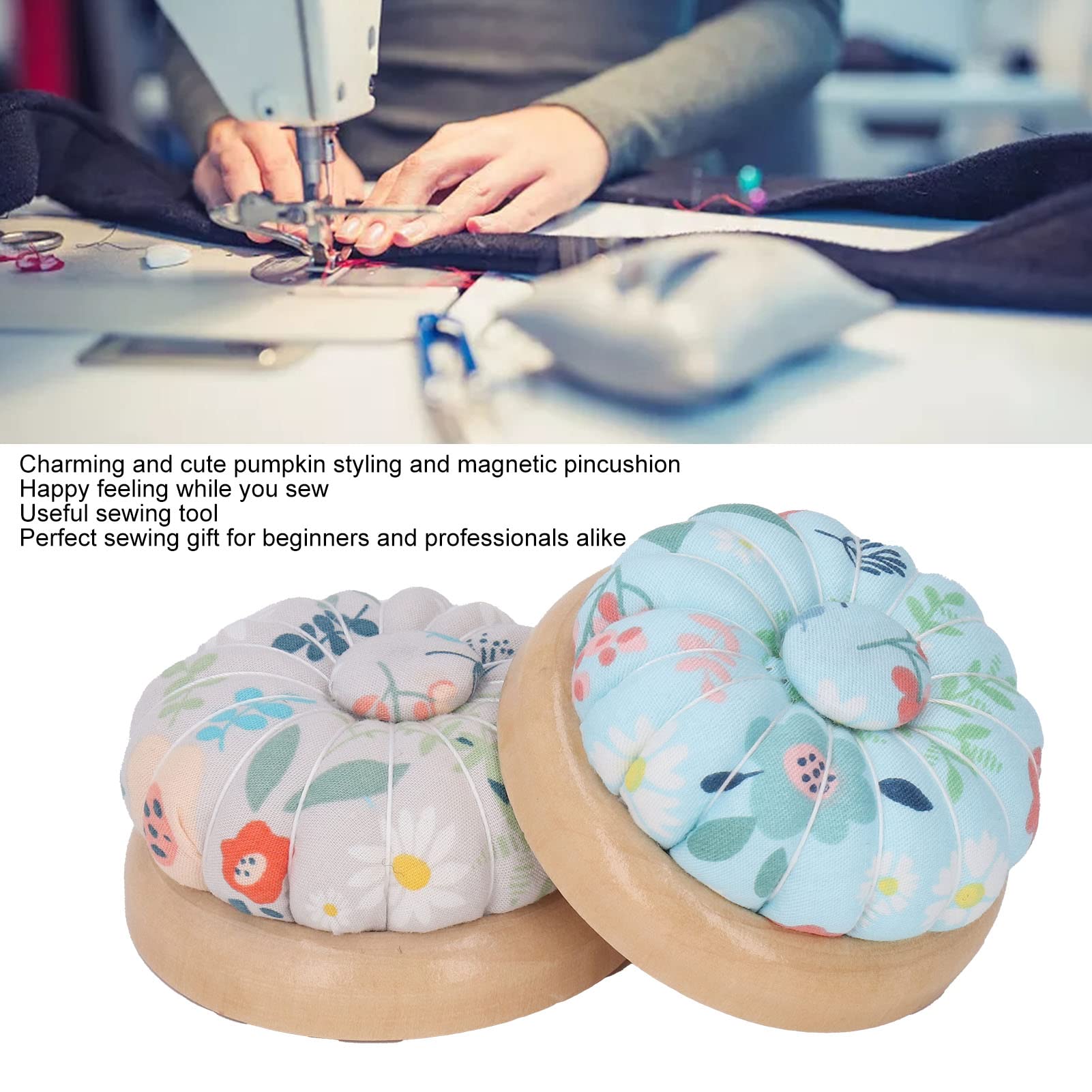 Coussin à épingles Rond Style Japonais – Base En Bois, Motif Aléatoire, Pratique Pour Couture Et Broderie - 5