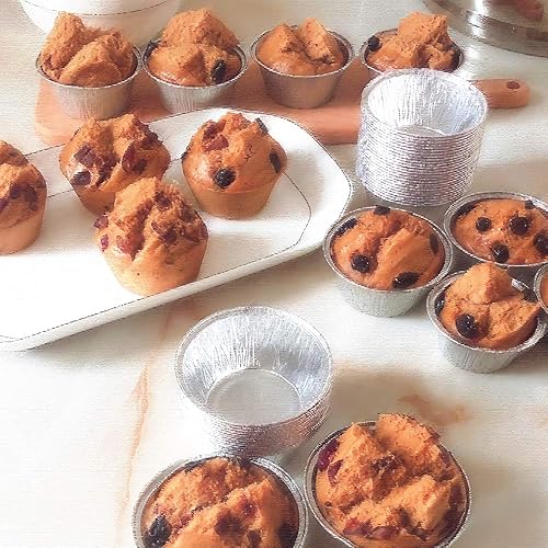 Miniatura 6 de Kingrol Paquete de 300 moldes de papel de aluminio, tazas desechables de 4 onzas para tarta, cupcake, soufflé, aperitivo