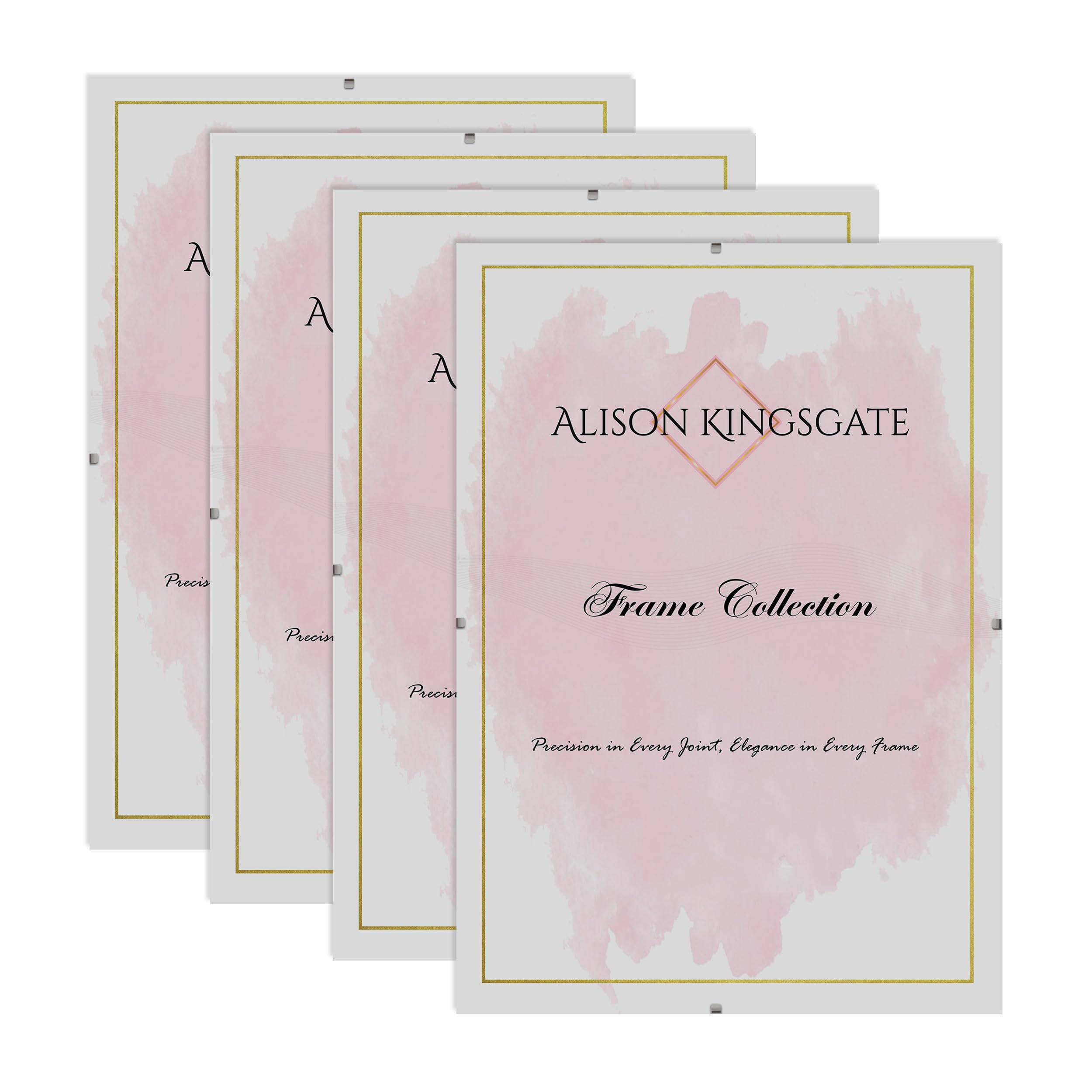 Alison Kingsgate 10X8 Clip Frame (Pack of 4)- Frameless Picture Frame with Shatter-Resistant Perspex & Sturdy MDF Back- Borderless Clip Photo Frame for Posters, Certificates, Art & Wall Decor
