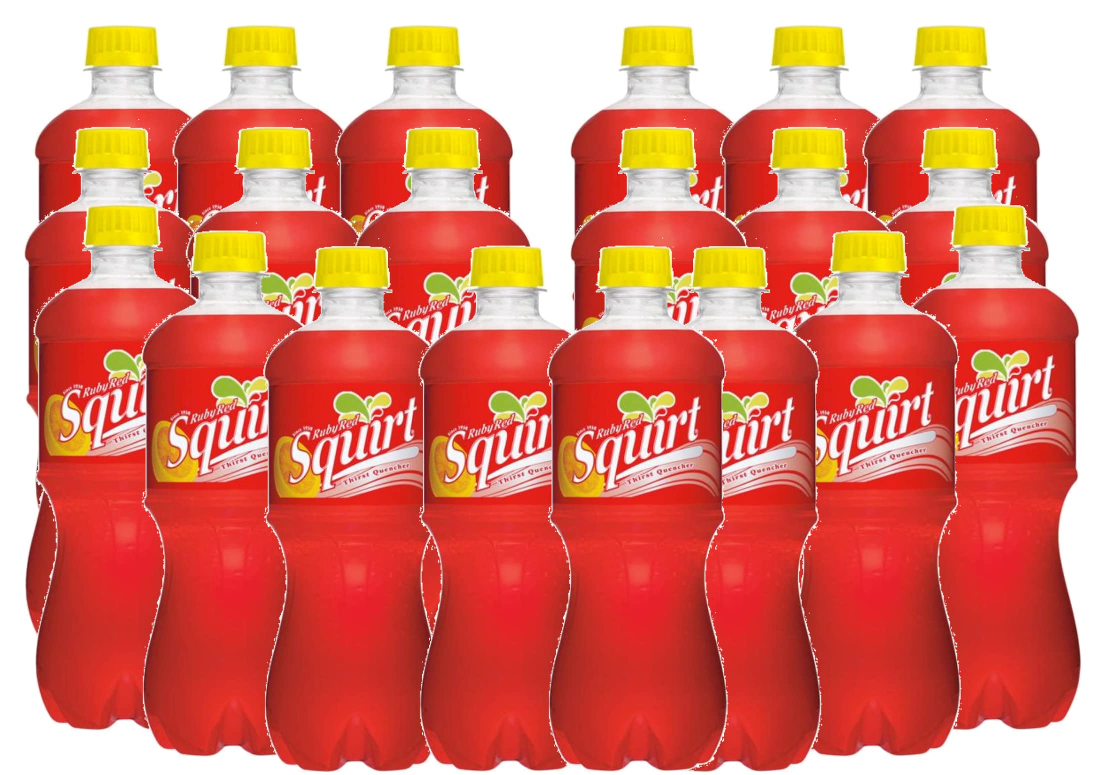 Squirt Ruby Red Soda Beverage Soft Drink Bottles - 24 Count (20 oz.)