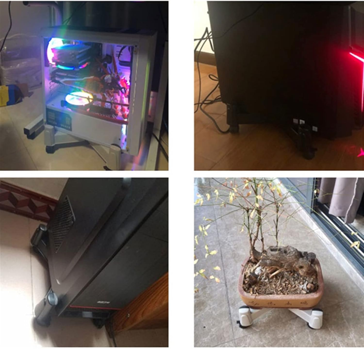 CPU Holder Stand CPU Stand Thickened X-Type Pc Cooling Pulley Host Tower Bracket Heavy-Duty Pc Host Chassis Holder can Freely Adjust whe Width with Wheels Computer Tower Stand(Color:Black)