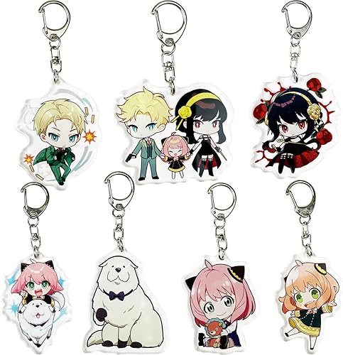 DAANAH 7 llaveros de familia espía Anya Yor Loid Forger Cosplay lindos llaveros de anime de dibujos animados Varios colores