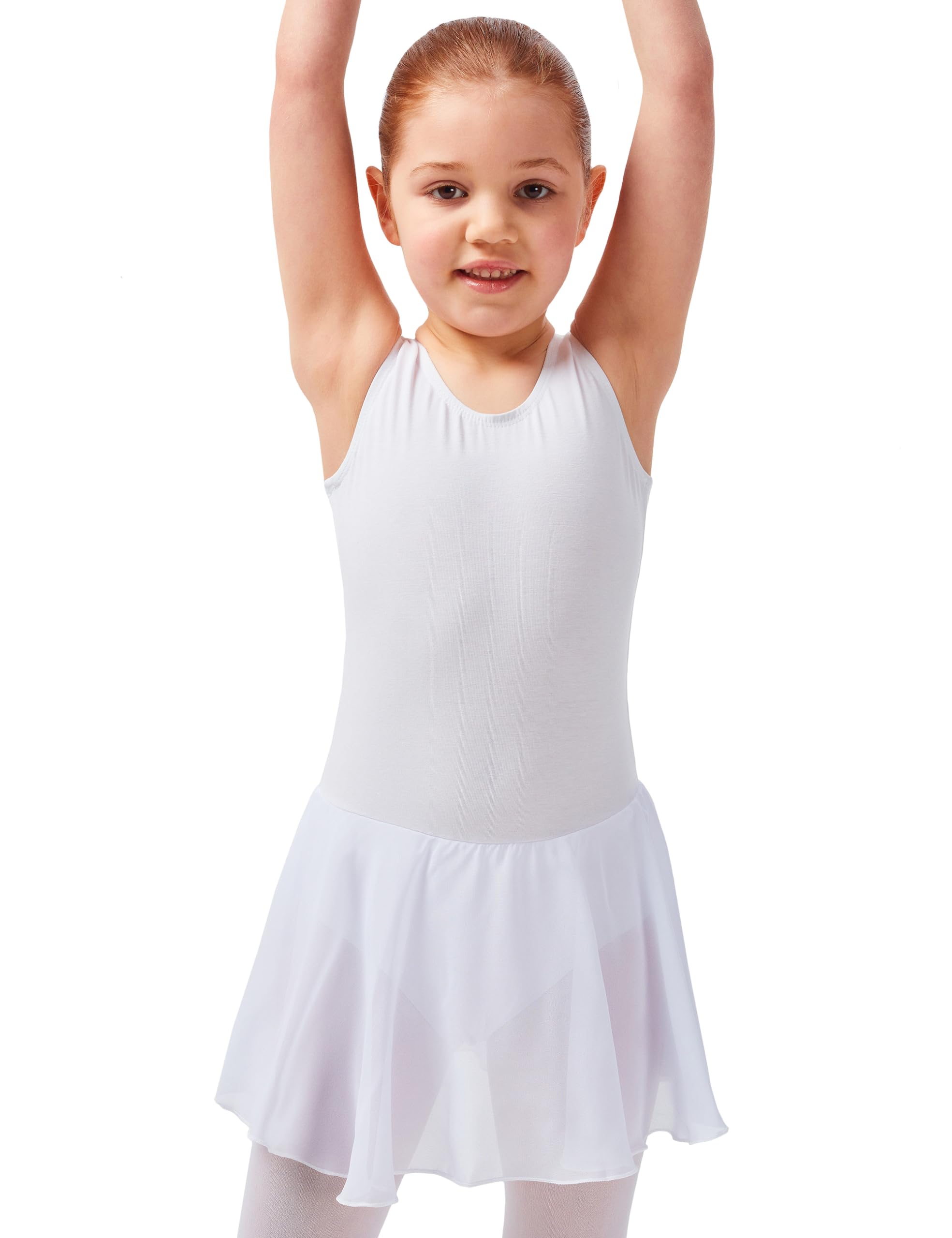 Tanzmuster Body Da Danza Bella Con Gonnellino In Chiffon Per Bambine – Senza Maniche, Colori Rosa, Bianco, Nero, Celeste, Lavanda, Perfetto Per Esibizioni E Spettacoli - 4