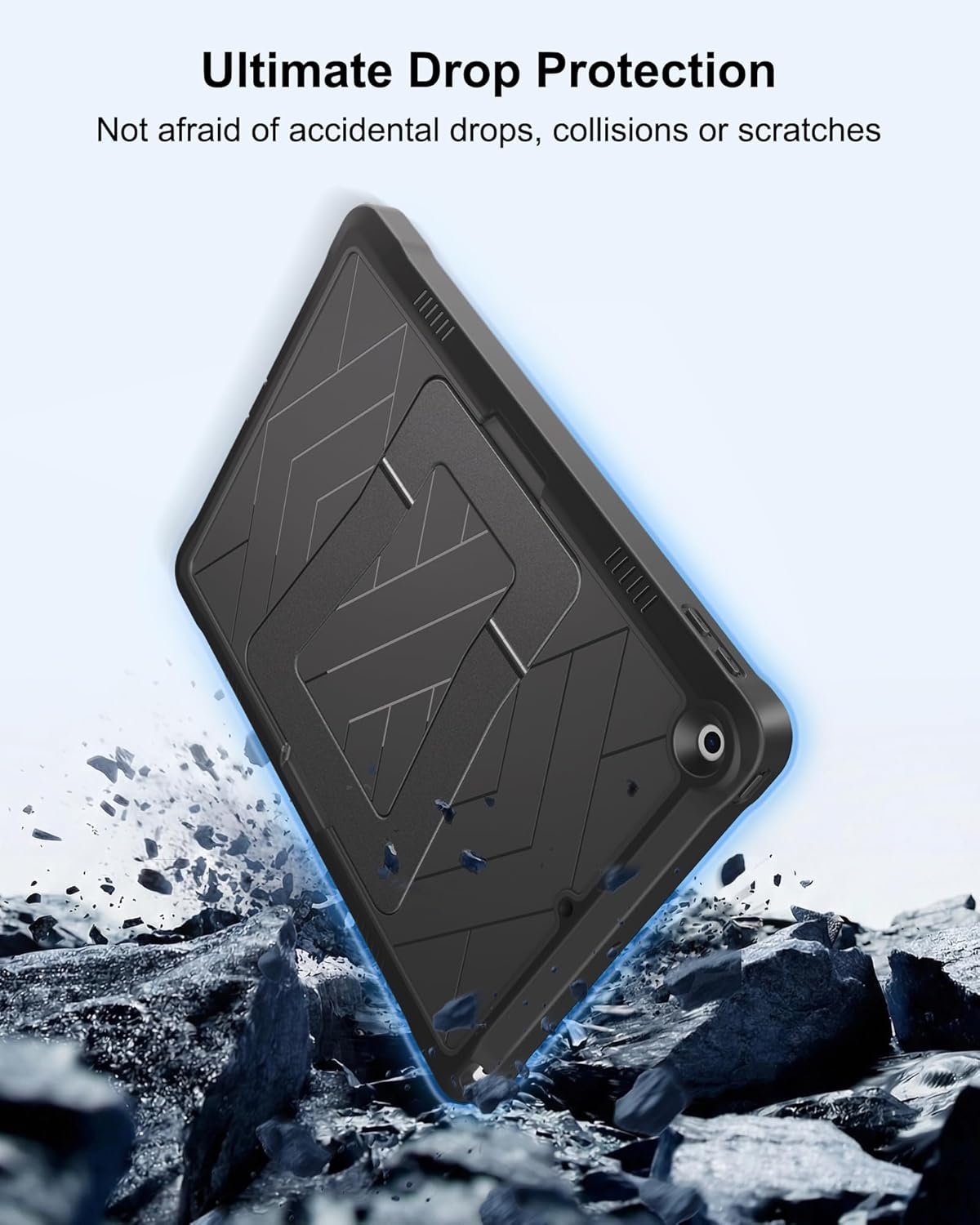 DTTO Rugged Case for iPad 9th / 8th / 7th Generation 10.2-Inch 2021/2020/2019, Adjustable Kickstand, Built-in Screen Protector, Shockproof Protective Cover for iPad 10.2, New Black
