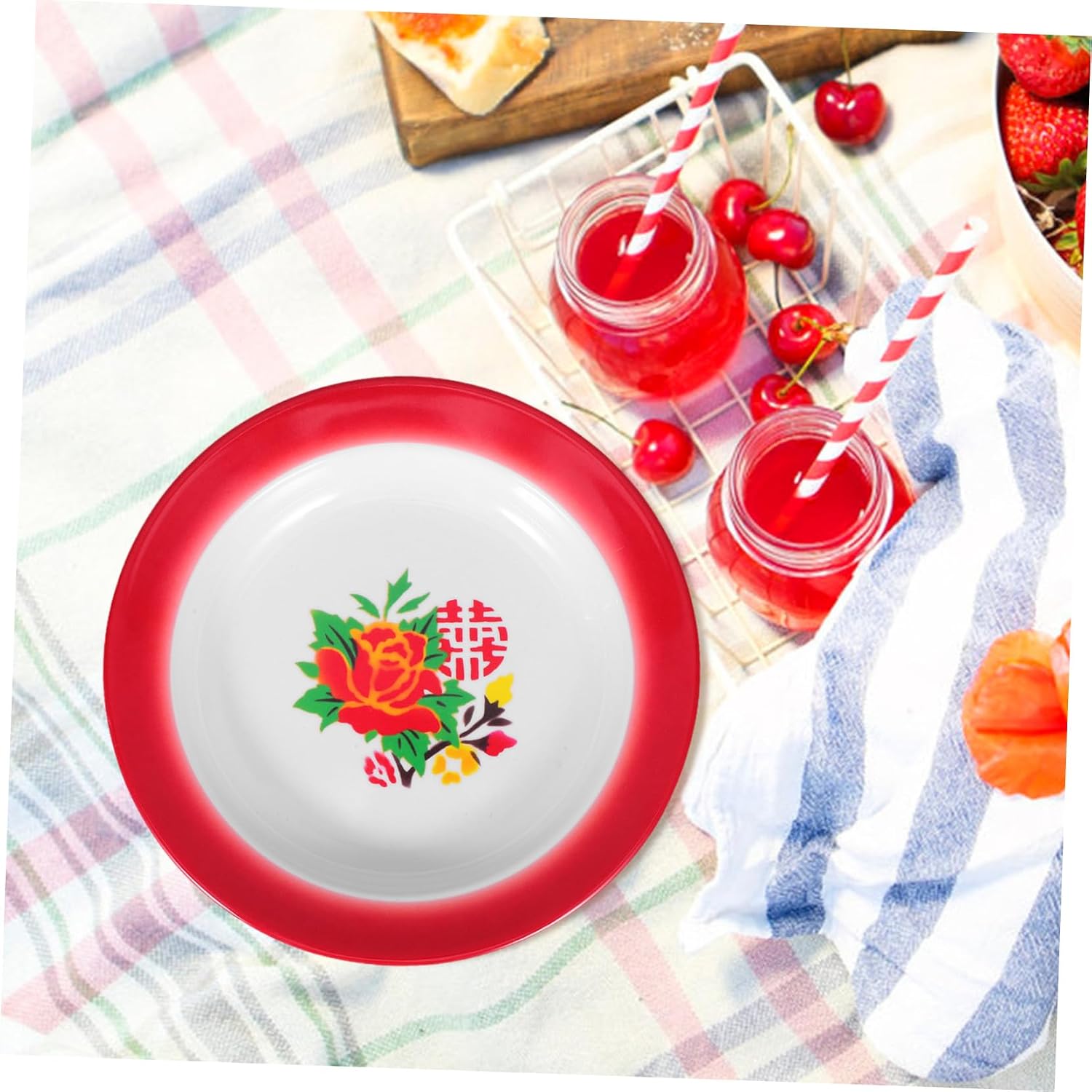 Yardwe Unbreakable Dinner Plates Stackable Heat Resistant Outdoor Serving Platters with Rim for Pasta Salad Bbq Camping and Picnics Durable Dinnerware for Easy Storage