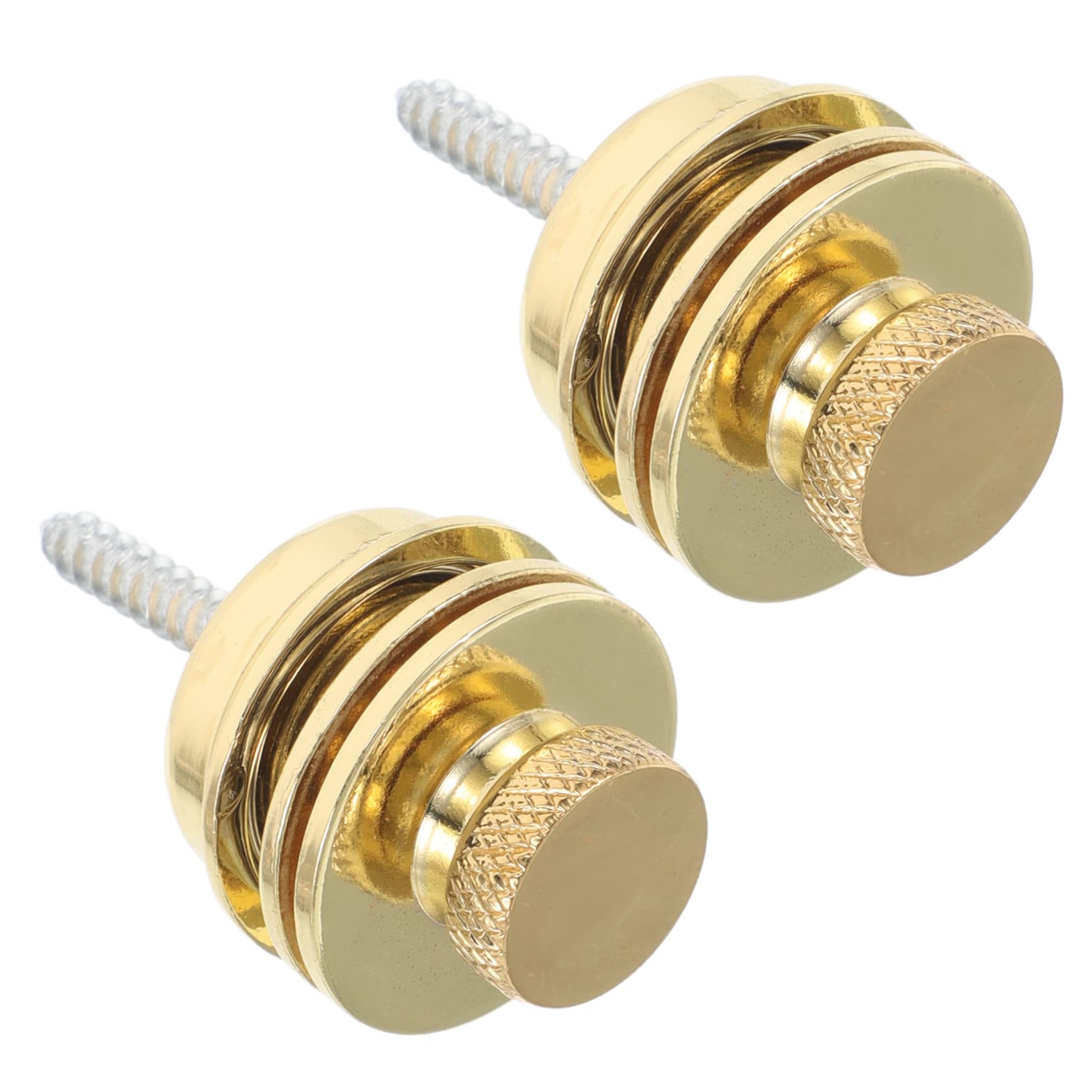 BESPORTBLE 2Pcs Heavy Duty Metal Guitar Strap Buttons and Locks for Electric and Acoustic Guitars Secure Retainer System Golden Finish for Ukulele and Bass Strap Safety