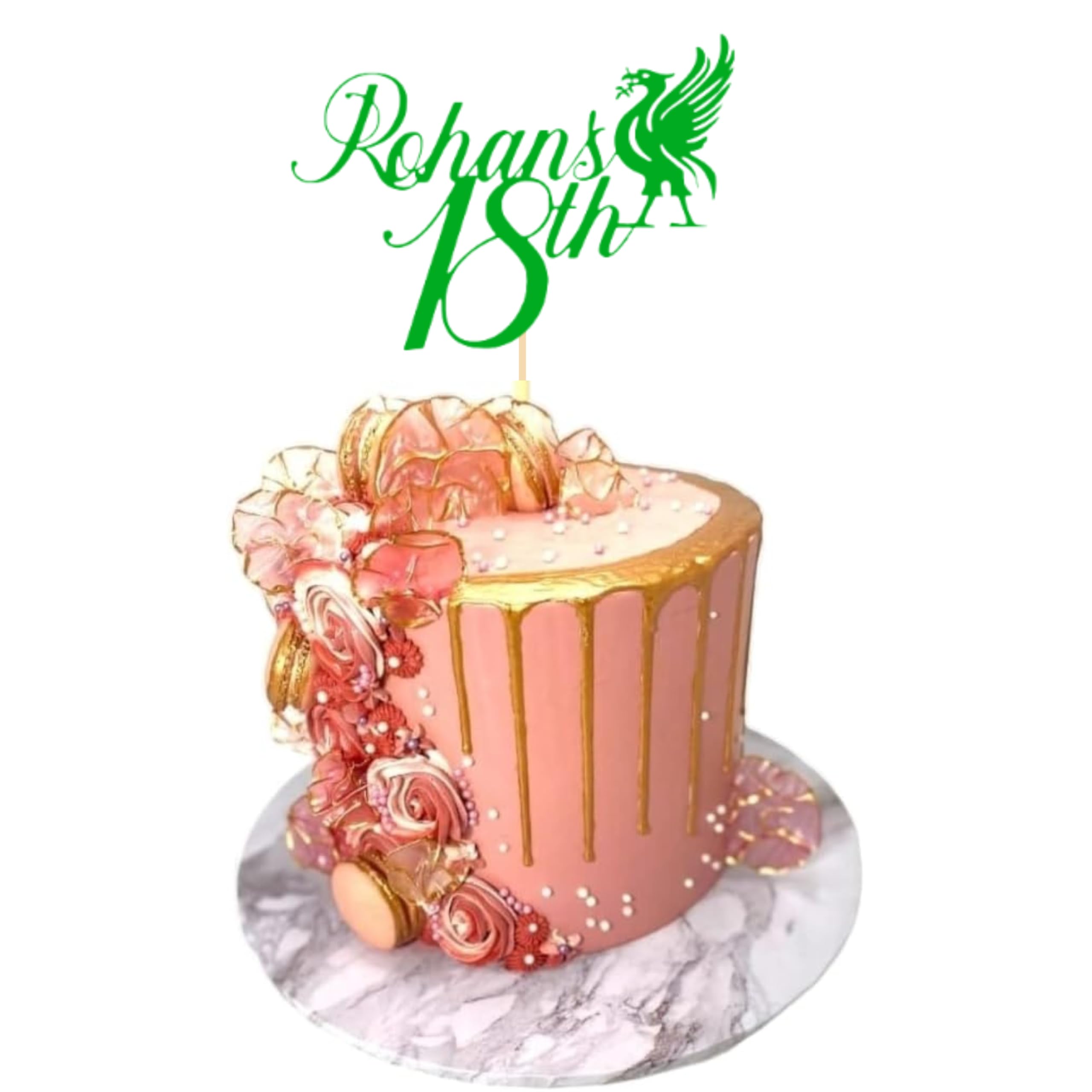 Liverbird Happy Birthday Cake Topper, By 3 Little Desserts, Football Toppers (GREEN)