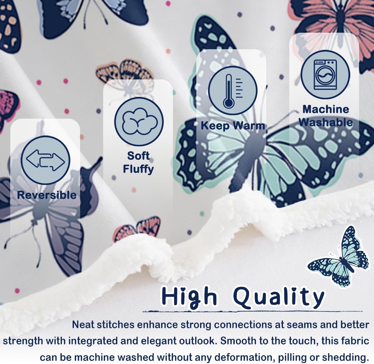 SOULZZZ Colorful Butterfly Blanket Sherpa Throw Blankets Soft Blankets and Throws Lightweight Plush Butterflies Fuzzy Blanket for Kids Girls Butterfly Lovers Gifts (Colorful Butterfly, 60X80 Inches)