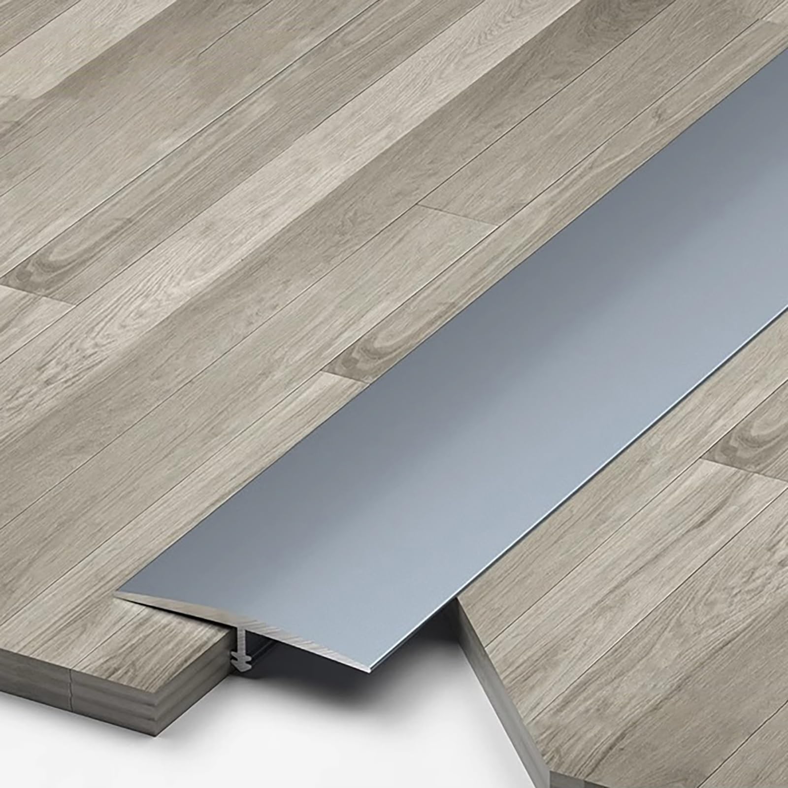 Raouoae T-Profile Transition Strip 3 Pieces, 90cm Aluminum Door Threshold Rail, Easy To Install Floor Compensation Profile, Doorway Transition Bar For Wooden, Tile & Carpet Floors(Grau,Breite 40 mm)
