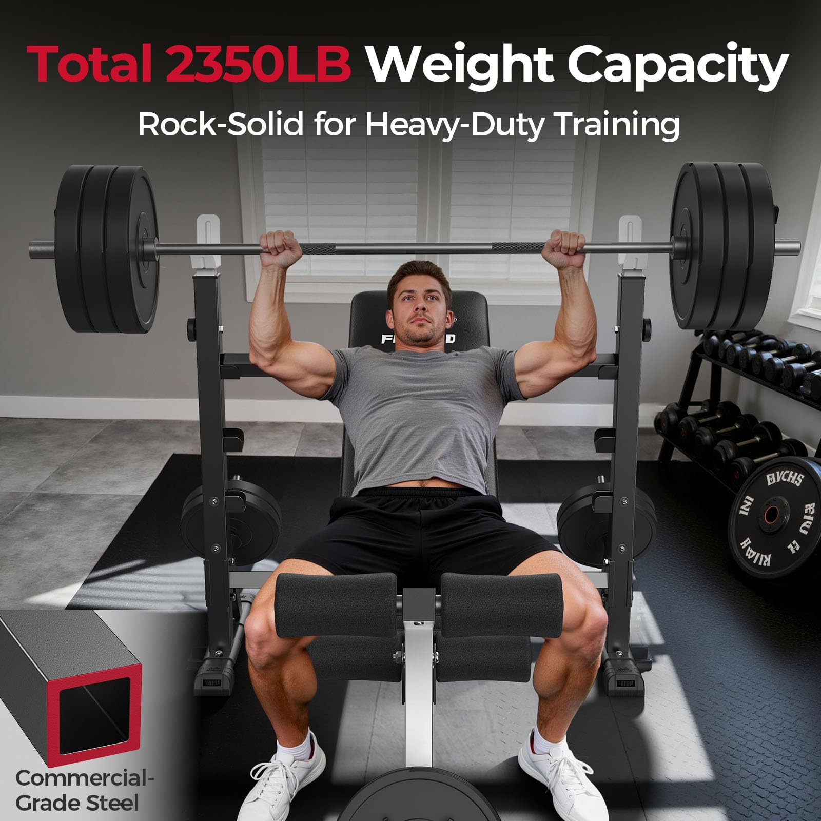 Olympic Adjustable Weight Bench, with Bench Press Rack, Leg Extension and Leg curl, for Home Gym Workout (2 Size Options)