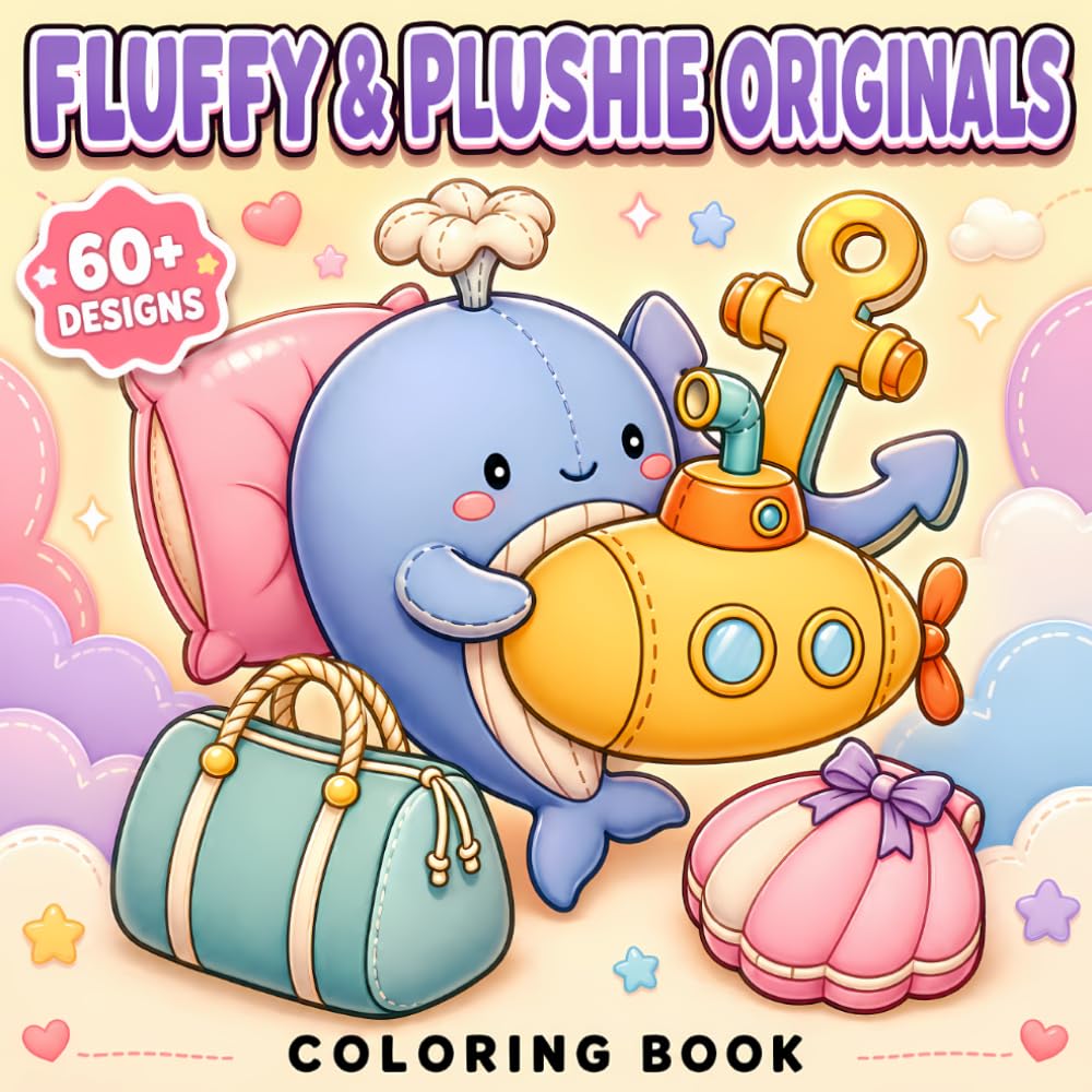 Fluffy & Plushie Originals: Sweet Animal Coloring Book With Bold Illustrations For Relaxation, Birthday Gifts, And Creative Joy