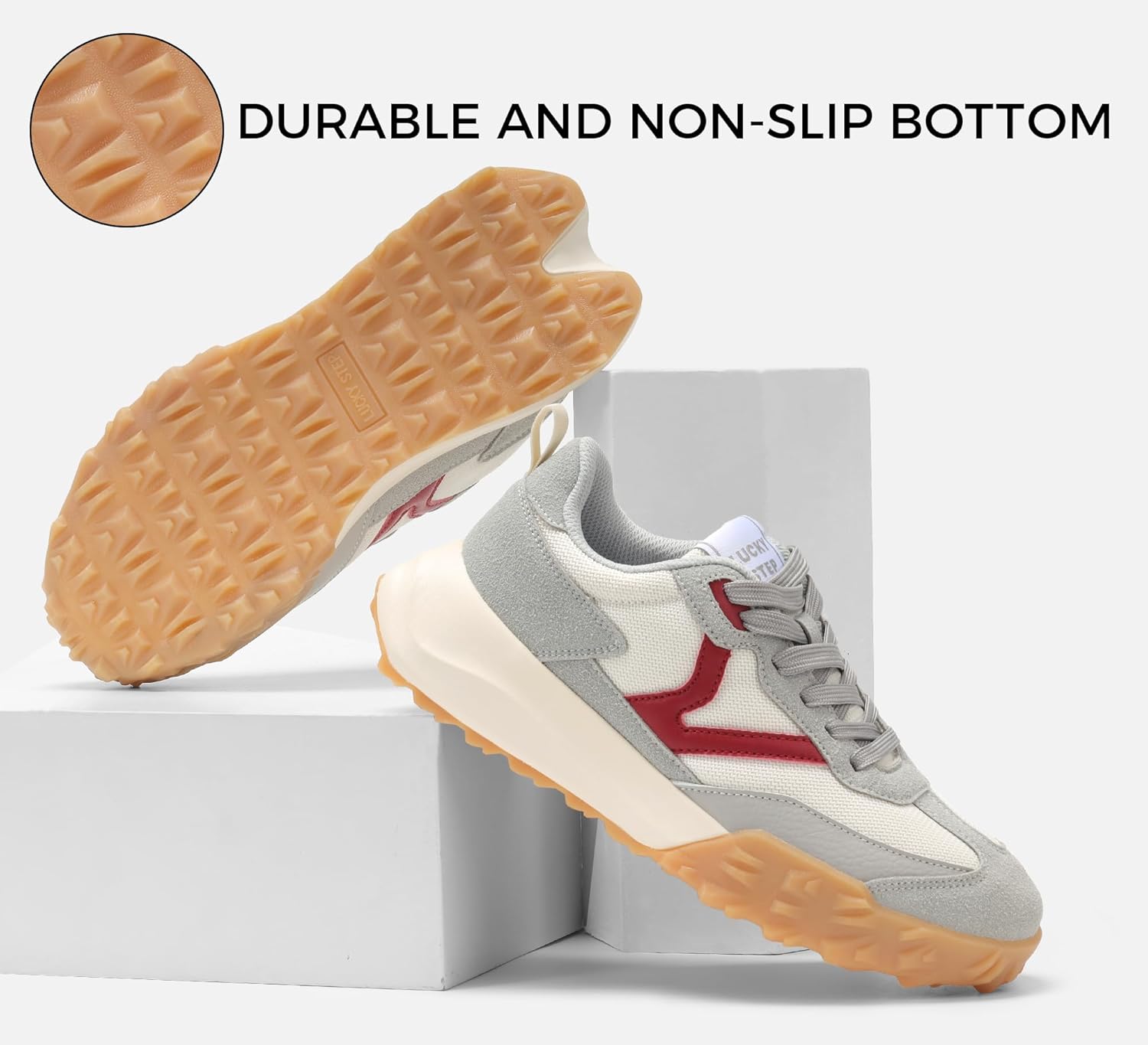 LUCKY STEP Women's Platform Tennis Walking Shoe Retro Chunky Casual Breathable Durable Deluxe Fashion Skate Sneaker - Image 4