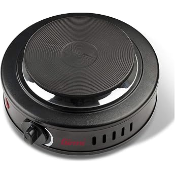 Girmi PE16 Electric Hob 500W Cast Iron Plate 11cm Power Indicator Feet Temperature Control Black