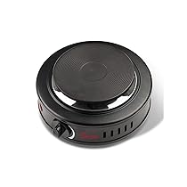 Girmi PE16 Fornello Elettrico, 500 W, Piastra in Ghisa 11cm, Spia di accensione, Piedini di appoggio, Regolazione Temperatura, Nero