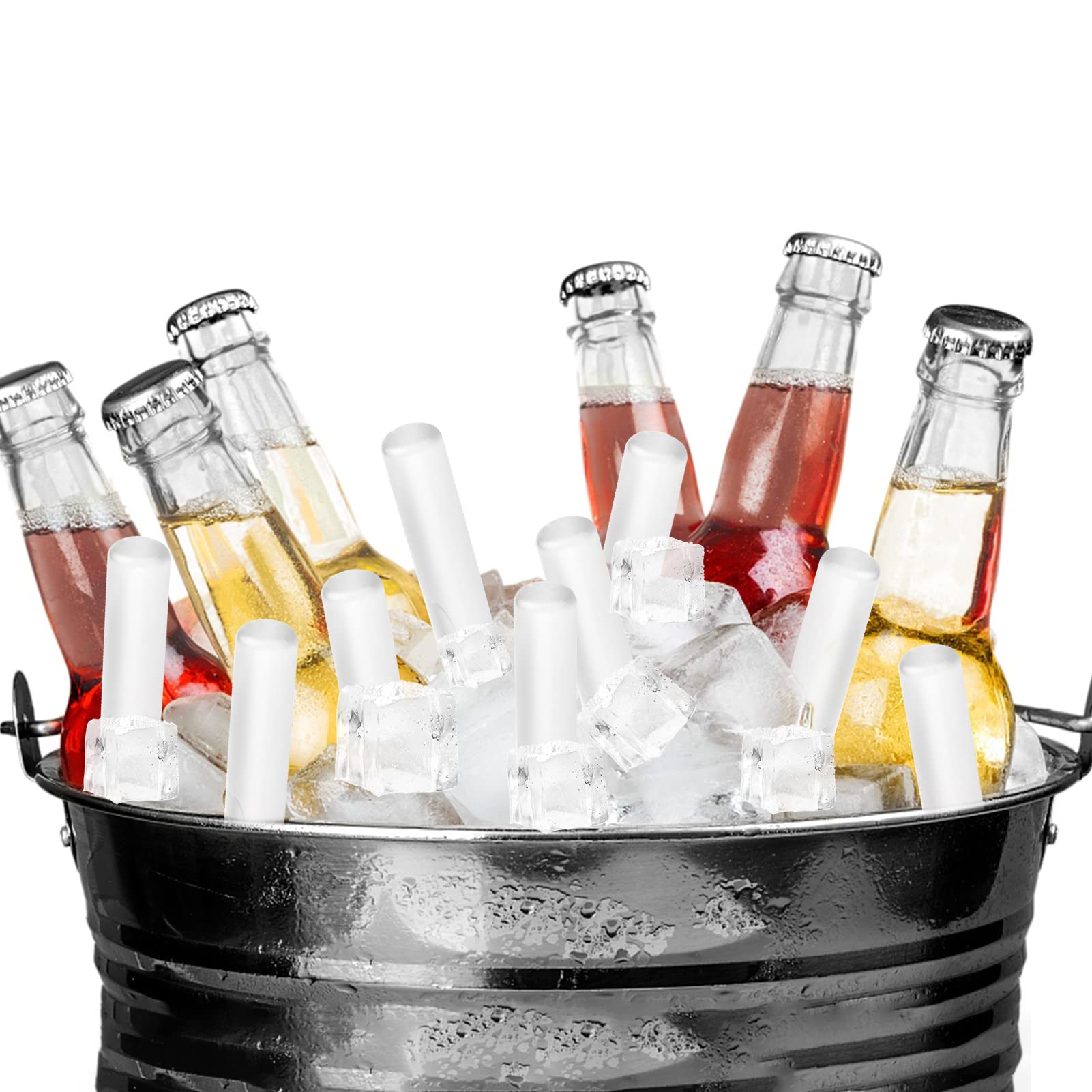 Nuogo Wiederverwendbare Eisstäbchen Mit Deckel – 6 Stück, 473 Ml, Aus HDPE-Kunststoff, Für Flaschen