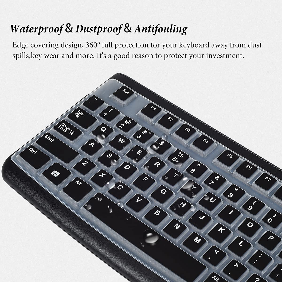 Casedoo Copritastiera In Silicone Ultra Sottile Per Logitech K120 MK120, Protezione Impermeabile E Antipolvere, Trasparente, Lavabile - 4