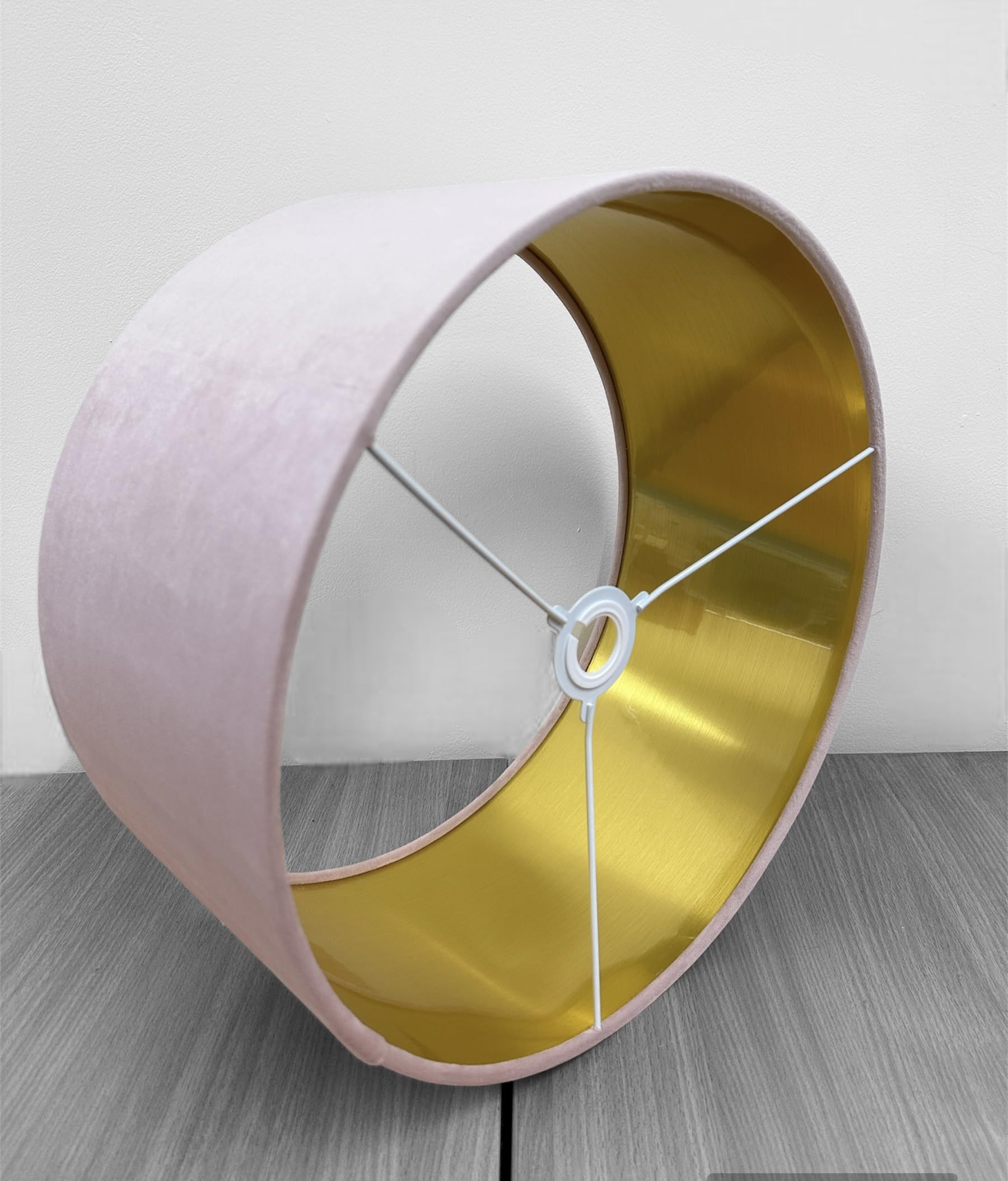 Plush Velvet Lampshade for Ceiling Shade, Table, Floor Lampshade with Brushed Gold Lining Handmade in The UK. (Pink, Diameter 40 x 28cm Height)