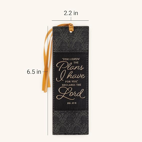 Christian Art Gifts Premium Faux Leather Bookmark: I Know the Plans