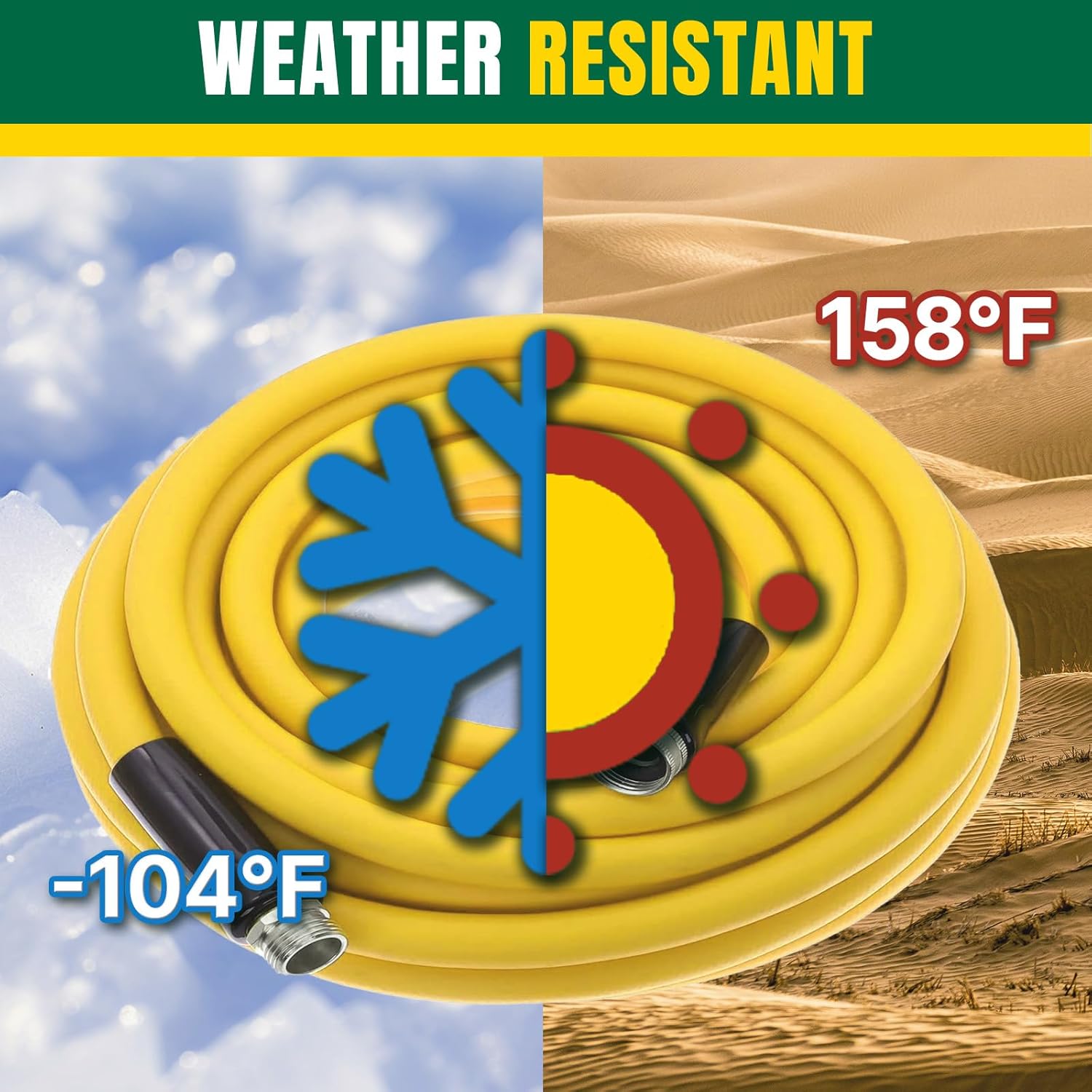 5/8 in x 75ft Garden Hose Triple Layer,All Weather Hybrid Water Hose,Lightweight,Kink Free.Flexible Garden Hose with 3/4'' Aluminum Fittings,Watering Equipment for Outdoor, Backyard, Lawn