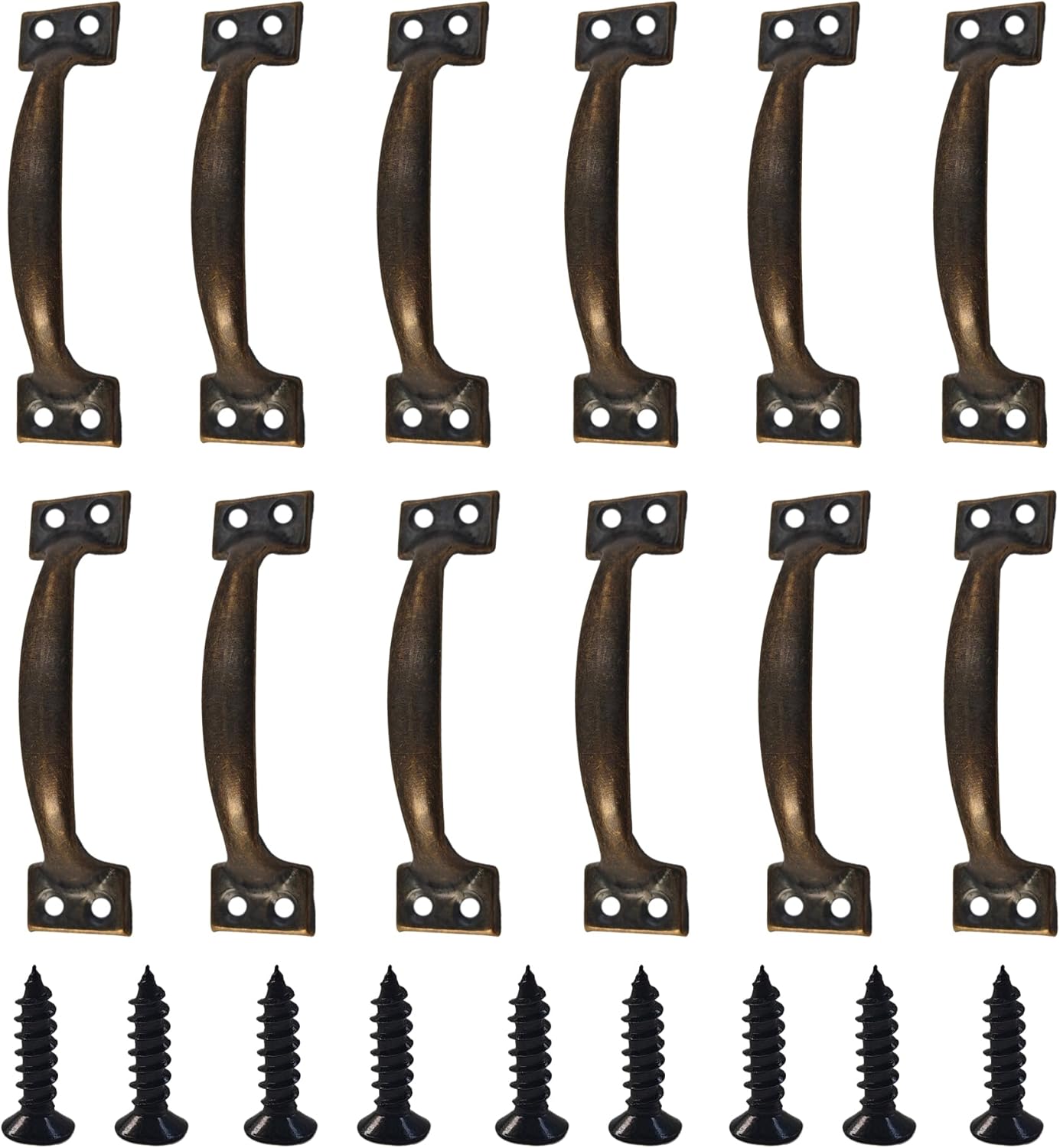 12PCS 4" Cabinet Handles, Classic Hardware Vintage Bow Door Pulls for Barn Door, Dresser Drawer, Kitchen Cupboard（Bronze）