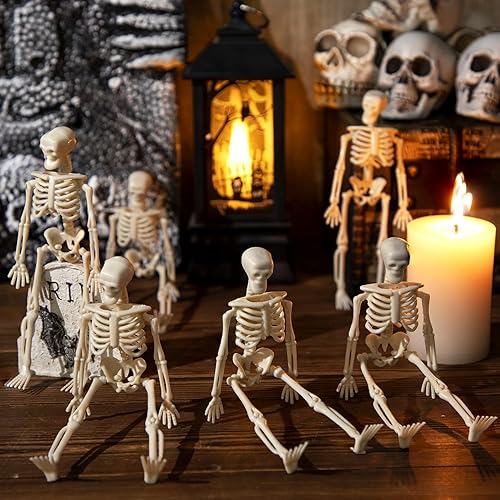 Miniatura 3 de 12 mini figuras de esqueleto, pequeños esqueletos pequeños para manualidades, suministros de decoración de fiesta de Halloween