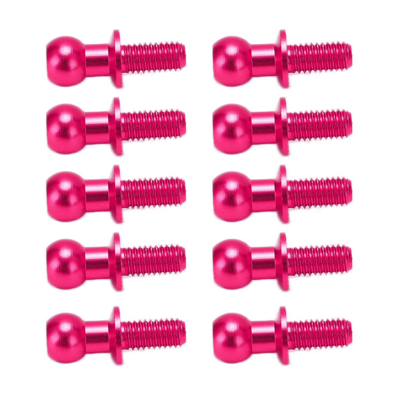 Dioche 4.8 Mm RC 10pcs Metal Ball Head Screw Link Rod Ends for TT01 TT02 RC Car Lightweight Durable Aluminum Alloy (Pink)
