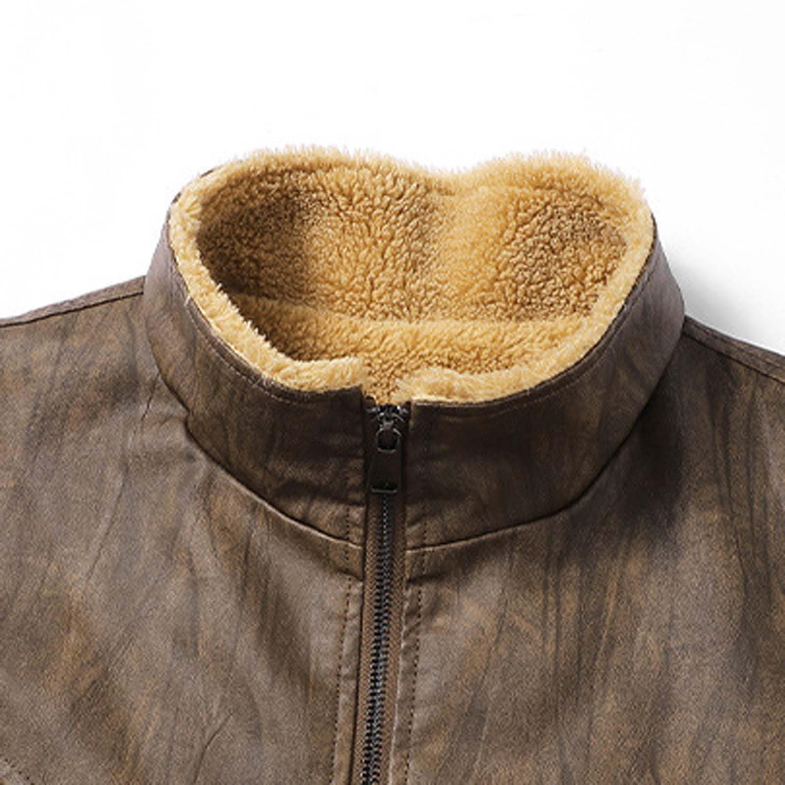 Generisch 2026 Gepolsterte -Lederweste Herren Outdoor-Sport Warmes Unterhemd Schultern Arbeitskleidung Taschenweste (Coffee, XXXL)