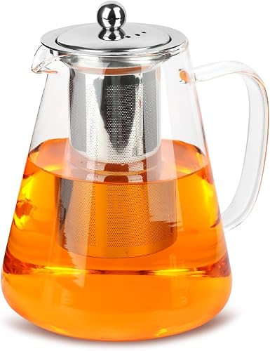MXTIMWAN Théière en verre 1,3 litre, résistante à la chal…