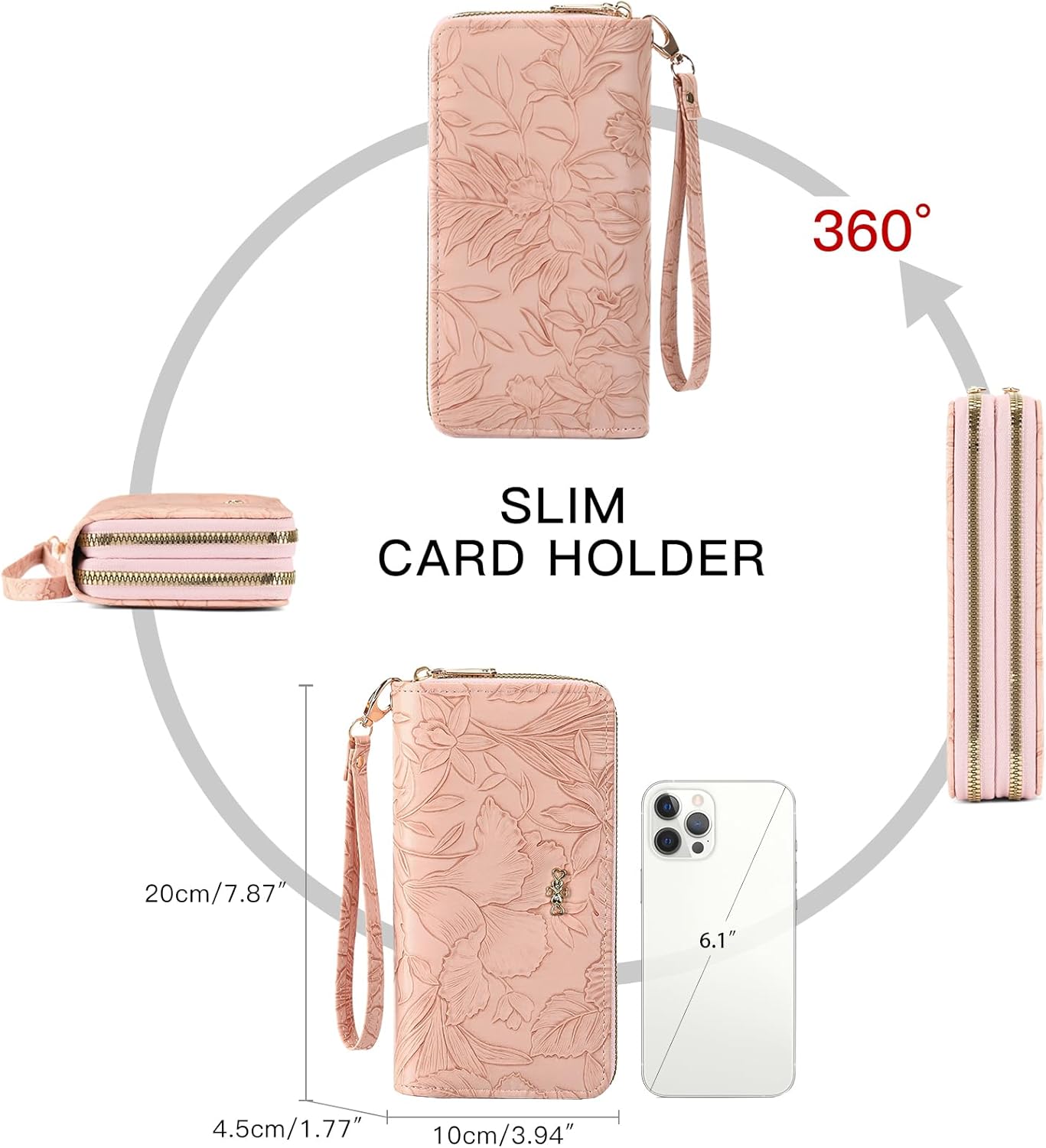 Wallet for Women Clutch Double Zip Around Credit Card Holder Leather Women's Wallet Large Capacity - Image 5