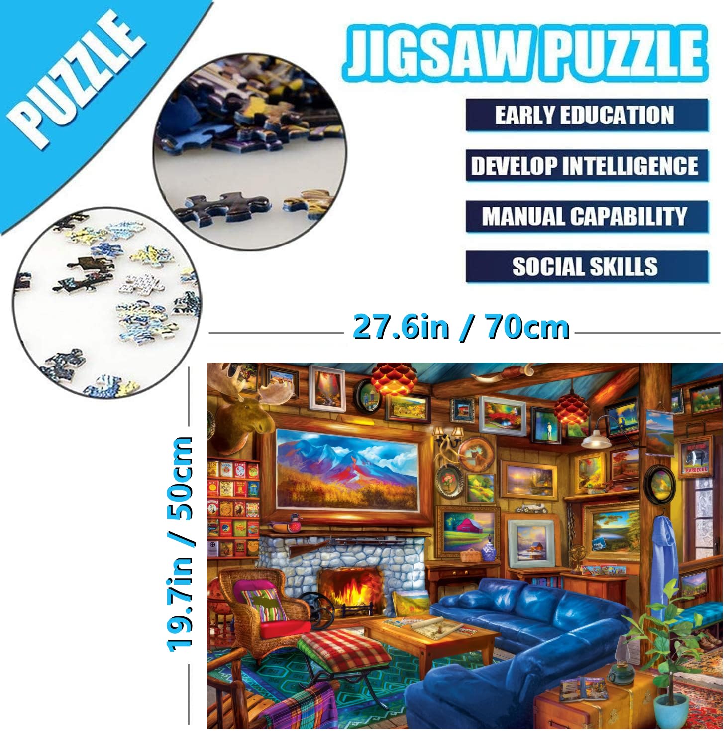 Jigsaw Puzzles for Adults 1000 Piece Luxurious Wooden House 27.56 x 19.69 Inch Jigsaw Puzzle for Adults Educational Game 1000 Pieces Puzzles for Adult - Image 4