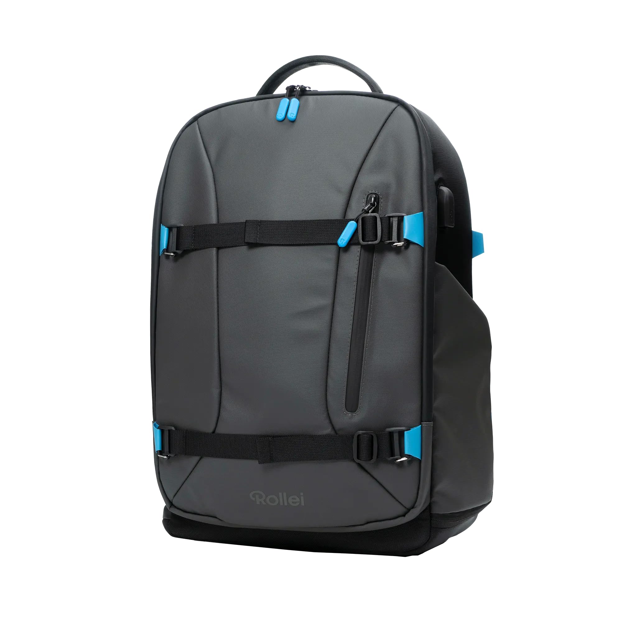 Rollei Fotoliner Ocean Pro: Großer Kamerarucksack in Schwarz aus 49 recycleten PET-Flaschen, Handgepäck-geeignet, inkl. Laptop-Fach, versetzbare Trennwände