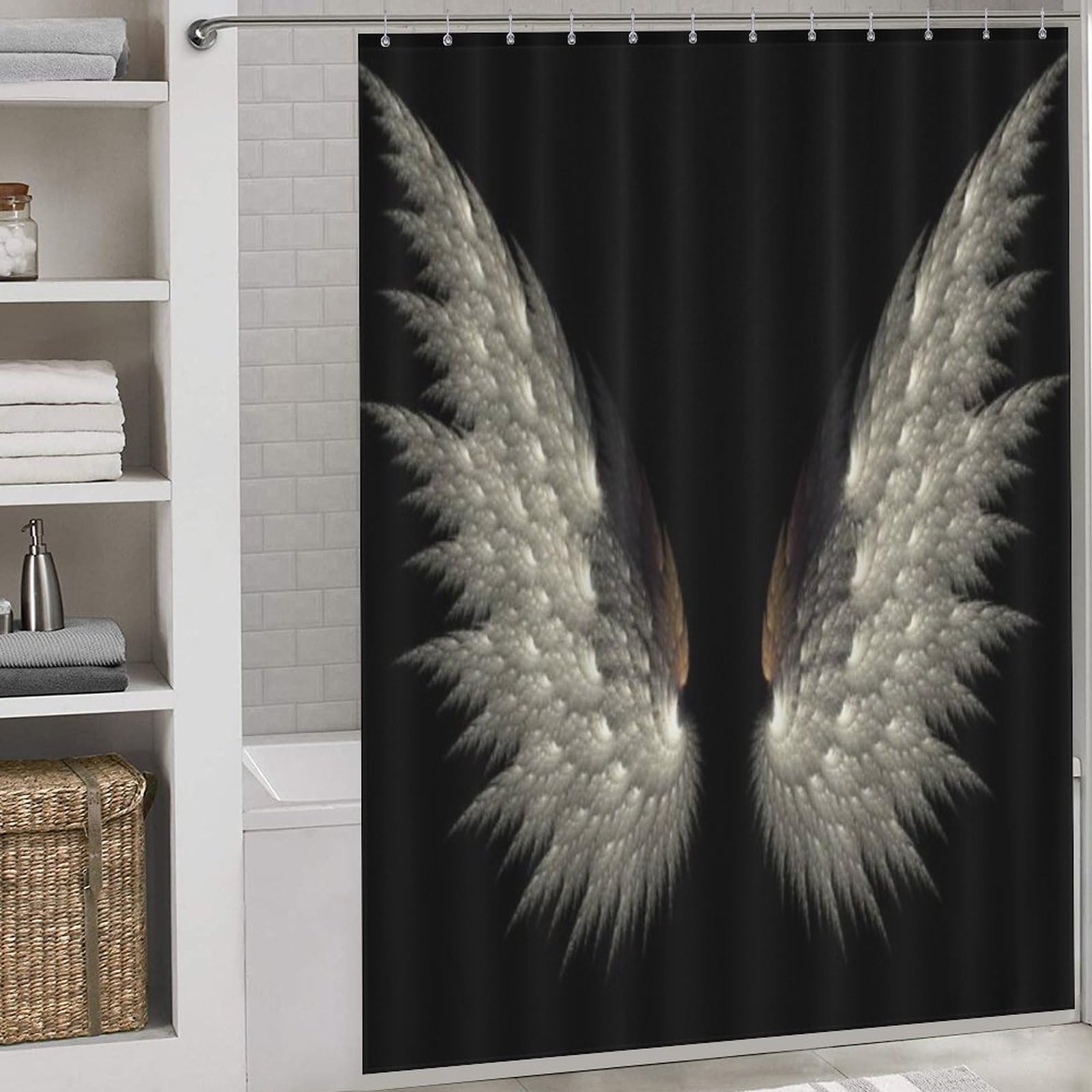 Rideau de douche imperméable en tissu lavable 168x183 cm pour baignoire