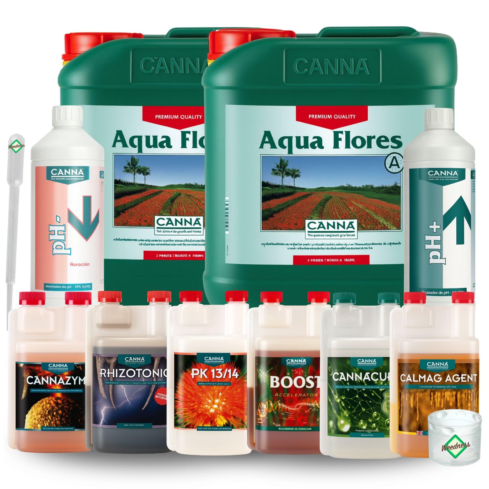 Weedness Canna Aqua Dünger Set BIG – Kit de fertilizantes Aqua gran volumen