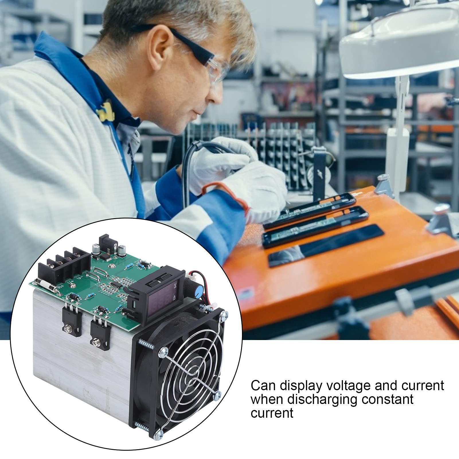 Fafeicy Elektroniczny Tester Obciążenia 250W, 0-20A Moduł Stałego Prądu