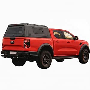 Truck Bed Cap Camper Shell for Ford Ranger 2020-2026, Aluminum Hard Shell, 1500lb Load Capacity, Waterproof Lockable, No-Drill Clamp-On, 6ft LED Interior Light