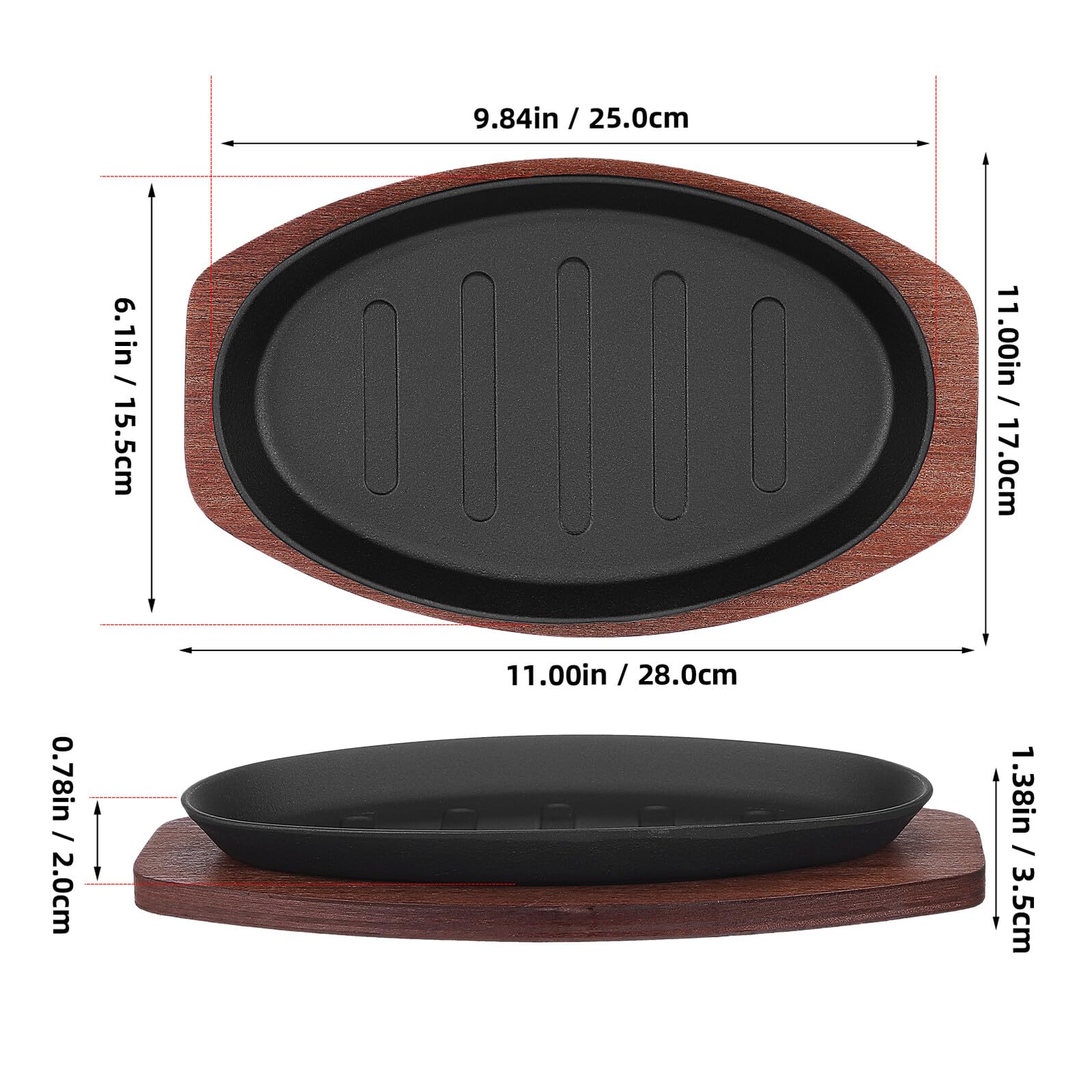 SUPVOX Set 1 Pezzo Piastra di Ghisa, con Base in Legno per Bistecca