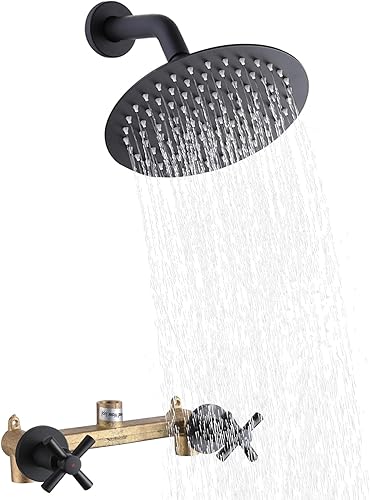 Miniatura 8 de FSCEPIXI 2 Handles Shower Faucet Set,Two Handle Shower with 8'' Stainless Steel Shower Head Combo Set,Single Function Shower Trim Kit with Rough-in