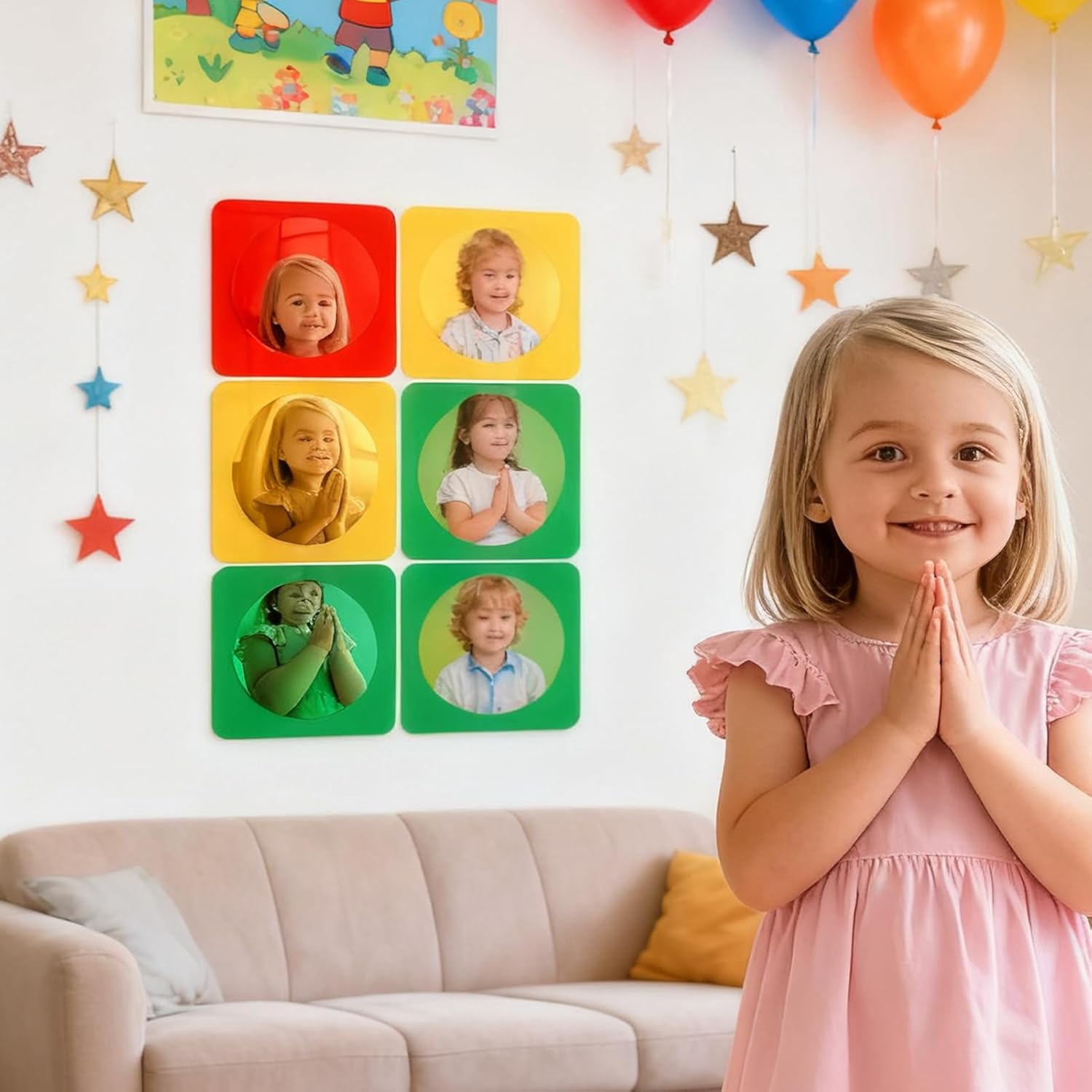 Reflexive | Sensory Wall Mirror for Classrooms | 3 Piece High Frame with Tactile Texture Logic & Acrylic Safety Hardware for Preschools, Feelings, Suites and