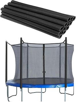 1.0 inch Trampoline Pole Covers Accessories, 12 PCS 34.6 Inch Waterproof PE Foam Replacement Trampoline Parts for Indoor and Outdoor Black-34.6 inch
