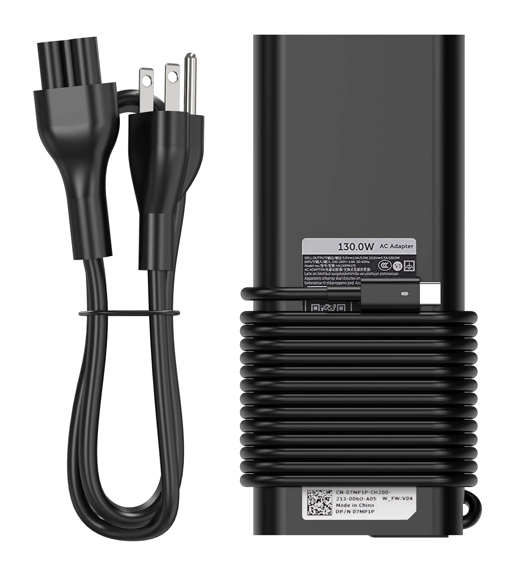 BULL-TECH 130W USB C Type C Laptop Charger Compatible with Dell Xps 17,Precision 5530 5550 2in1,XPS 15 9575 2in1,Latitude 9410 9510 7410 5420 7310 7210