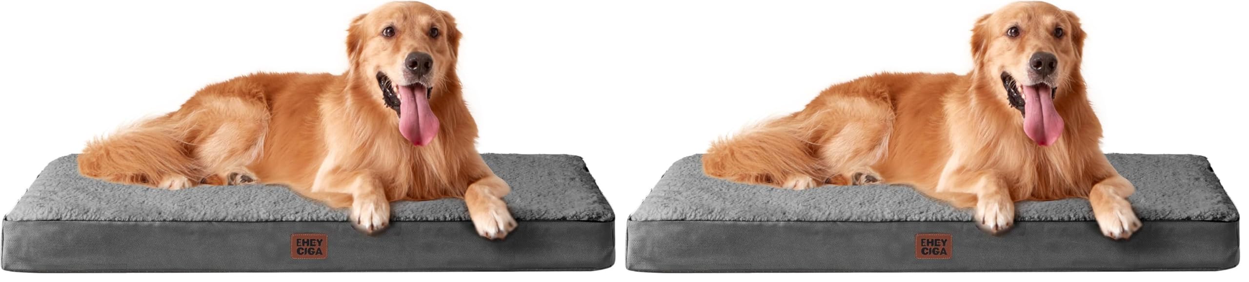 EHEYCIGA Orthopedic XL Dog Beds for Extra Large Dogs with Removable Washable Cover for Crate, Grey, 41x27 (Pack of 2)