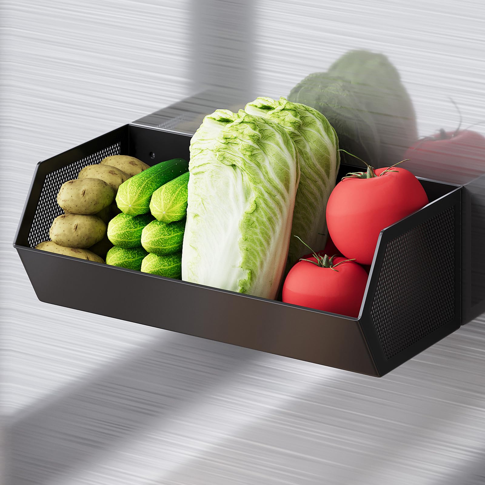 WOCHUANGSI Magnetic Fruit Basket for Fridge, Magnetic Spice Rack for Refrigerator, Seasoning Organizer, Kitchen Gadgets, Refrigerator Organizers and