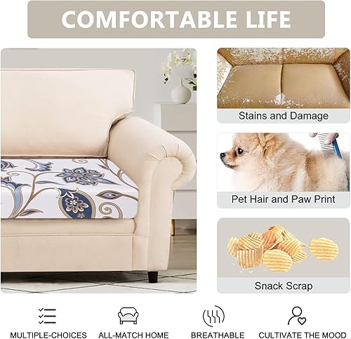 Miniatura 4 de SearchI Fundas de cojín de repuesto estampadas, fundas de asiento de sofá con patrón elástico, lavable, protector de muebles suave con parte