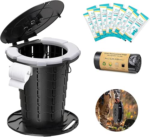 BLIKA Upgraded Retractable Portable Toilet with Soft Cushioned Seat, 350LBS